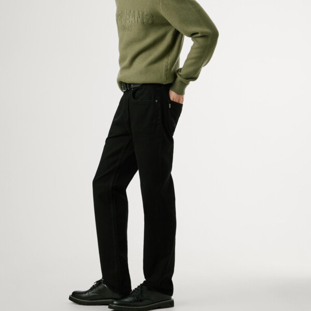 pepejeans straight fit mid-rise jeans - cash